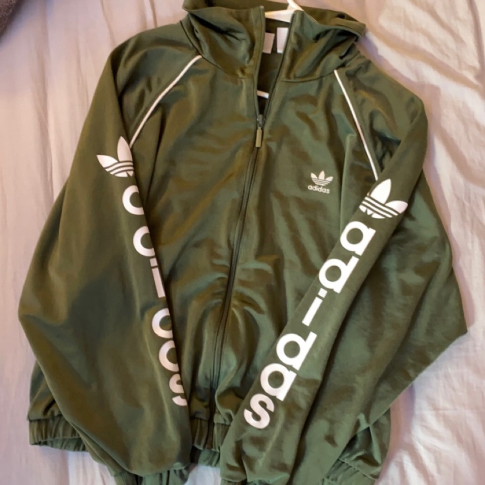 navy green adidas reflective jacket